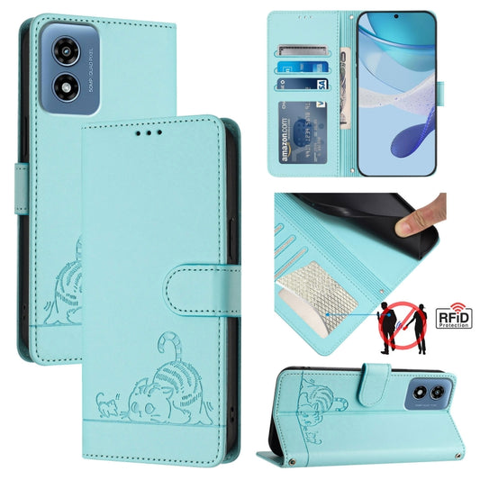 Cat Rat Embossed Pattern RFID Leather Phone Case with Lanyard, For Motorola Moto G Play 5G 2024 Global, For Motorola Moto G Power 5G 2024, For Motorola Edge 2023 North US Version, For Motorola Moto G84 5G, For Motorola Moto G54 Brazil Version          ...