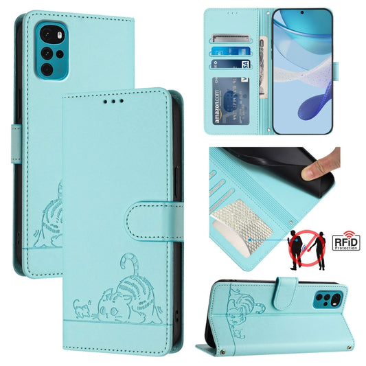 Cat Rat Embossed Pattern RFID Leather Phone Case with Lanyard, For Motorola Moto G22 4G/E32s, For Motorola Moto G52 4G/G82 5G/G71s 5G, For Motorola Moto E32 4G Global, For Motorola Moto E32 4G India, For Motorola Edge 30, For Motorola Moto G 5G 2022   ...