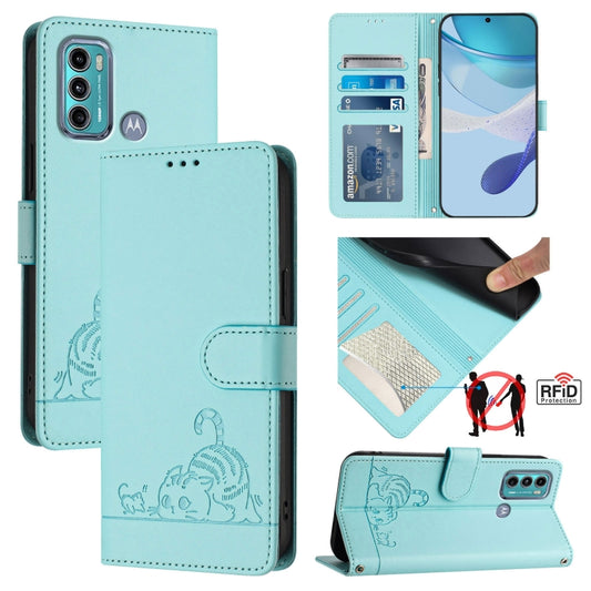 Cat Rat Embossed Pattern RFID Leather Phone Case with Lanyard, For Motorola Moto G60/G40 Fusion, For Motorola Moto G30/G10/G20, For Motorola Moto G10 Power, For Motorola Moto E7 Power, For Motorola One 5G Ace/Moto G 5G, For Motorola Moto G Power 2021  ...