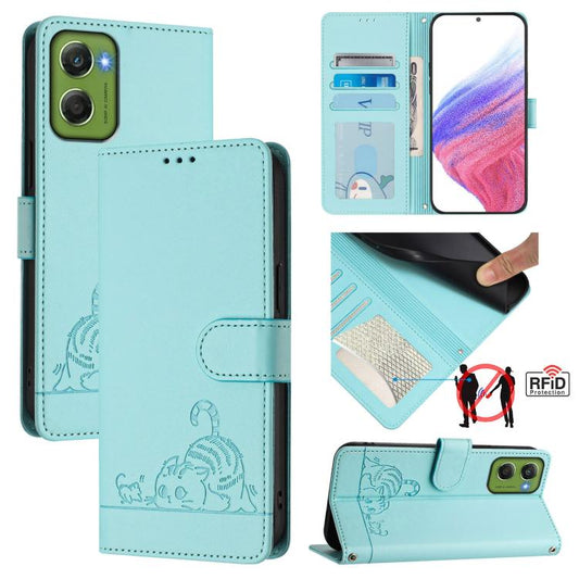 Cat Rat Embossed Pattern RFID Leather Phone Case with Lanyard, For Motorola Moto G06 4G, For Motorola Edge 60 Pro / 60s Pro 5G, For Motorola Edge 60 Fusion, For Motorola Moto G15 / G15 Power, For Motorola Moto G05, For Motorola Moto G15                ...