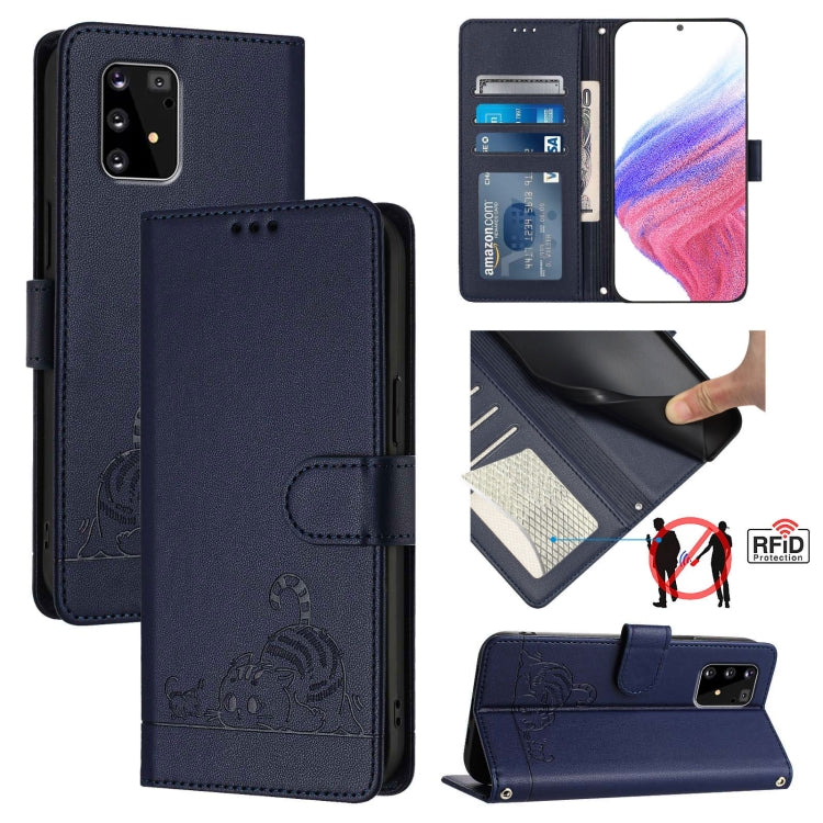 Cat Rat Embossed Pattern RFID Leather Phone Case with Lanyard, For Samsung Galaxy A21s, For Samsung Galaxy A51 5G, For Samsung Galaxy A71 5G, For Samsung Galaxy A31 EU Version, For Samsung Galaxy A11 EU Version, For Samsung Galaxy A21 EU Version       ...
