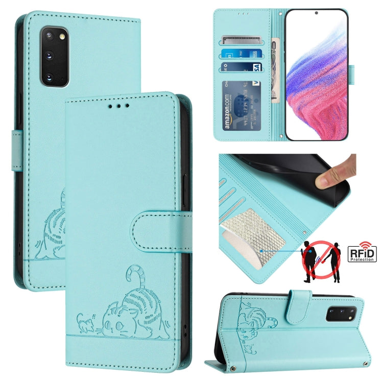 Cat Rat Embossed Pattern RFID Leather Phone Case with Lanyard, For Samsung Galaxy S20 FE 2022, For Samsung Galaxy S20 FE 4G/5G, For Samsung Galaxy Xcover6 Pro, For Samsung Galaxy S22 Ultra 5G, For Samsung Galaxy S22+ 5G, For Samsung Galaxy S22 5G      ...