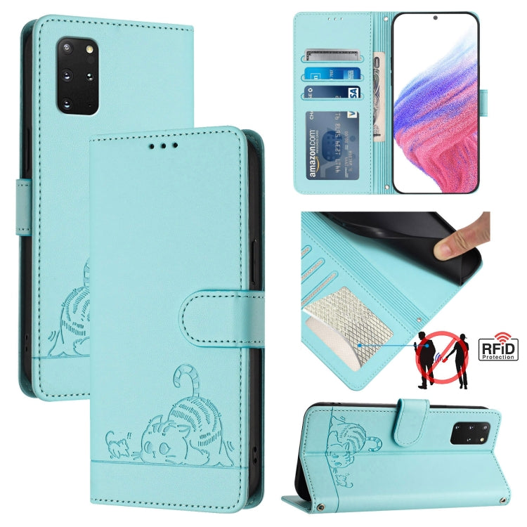 Cat Rat Embossed Pattern RFID Leather Phone Case with Lanyard, For Samsung Galaxy S21 5G, For Samsung Galaxy S21+ 5G, For Samsung Galaxy S21 Ultra 5G, For Samsung Galaxy Note20 Ultra, For Samsung Galaxy Note20, For Samsung Galaxy S20 Ultra             ...