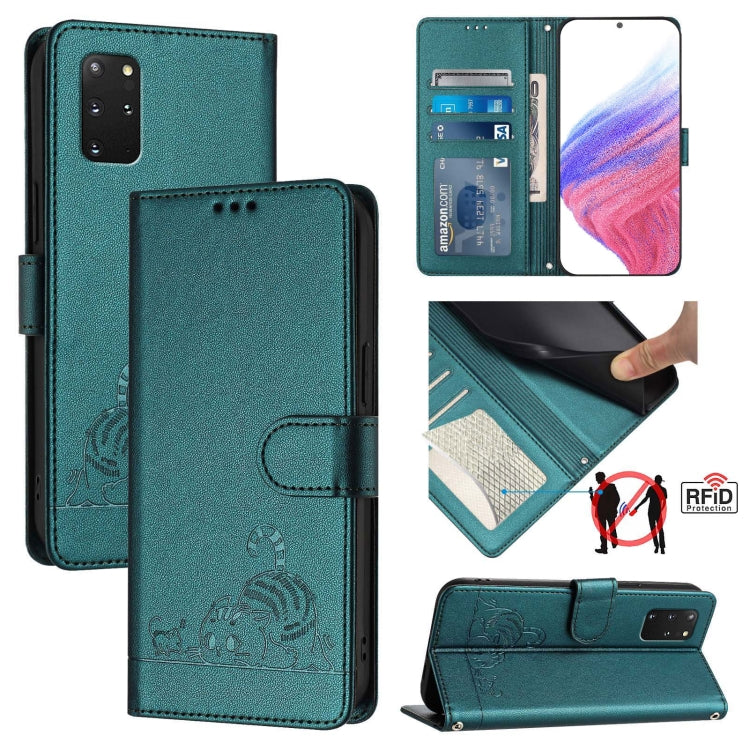 Cat Rat Embossed Pattern RFID Leather Phone Case with Lanyard, For Samsung Galaxy S21 5G, For Samsung Galaxy S21+ 5G, For Samsung Galaxy S21 Ultra 5G, For Samsung Galaxy Note20 Ultra, For Samsung Galaxy Note20, For Samsung Galaxy S20 Ultra             ...