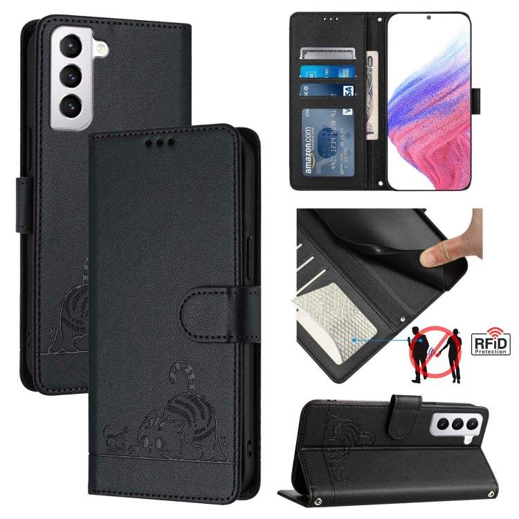 Cat Rat Embossed Pattern RFID Leather Phone Case with Lanyard, For Samsung Galaxy S21 5G, For Samsung Galaxy S21+ 5G, For Samsung Galaxy S21 Ultra 5G, For Samsung Galaxy Note20 Ultra, For Samsung Galaxy Note20, For Samsung Galaxy S20 Ultra             ...