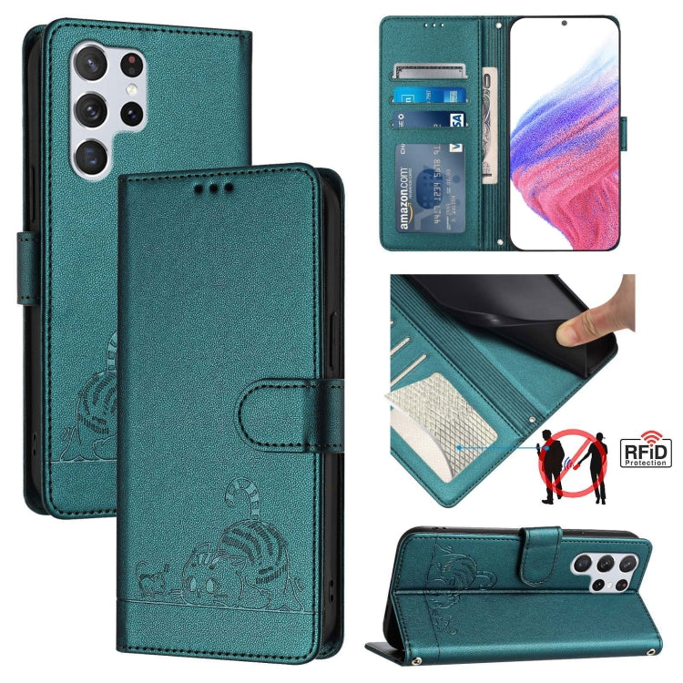 Cat Rat Embossed Pattern RFID Leather Phone Case with Lanyard, For Samsung Galaxy S20 FE 2022, For Samsung Galaxy S20 FE 4G/5G, For Samsung Galaxy Xcover6 Pro, For Samsung Galaxy S22 Ultra 5G, For Samsung Galaxy S22+ 5G, For Samsung Galaxy S22 5G      ...