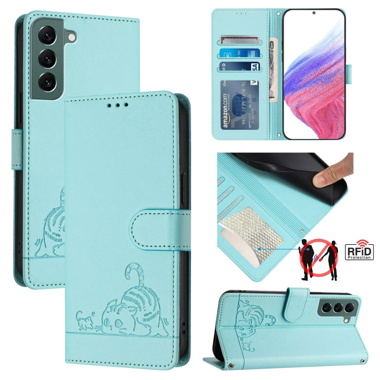 Cat Rat Embossed Pattern RFID Leather Phone Case with Lanyard, For Samsung Galaxy S20 FE 2022, For Samsung Galaxy S20 FE 4G/5G, For Samsung Galaxy Xcover6 Pro, For Samsung Galaxy S22 Ultra 5G, For Samsung Galaxy S22+ 5G, For Samsung Galaxy S22 5G      ...