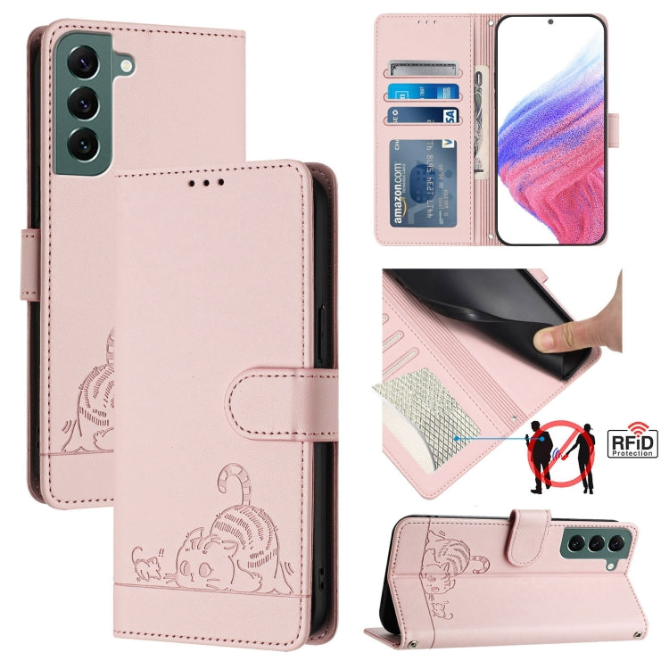 Cat Rat Embossed Pattern RFID Leather Phone Case with Lanyard, For Samsung Galaxy S20 FE 2022, For Samsung Galaxy S20 FE 4G/5G, For Samsung Galaxy Xcover6 Pro, For Samsung Galaxy S22 Ultra 5G, For Samsung Galaxy S22+ 5G, For Samsung Galaxy S22 5G      ...