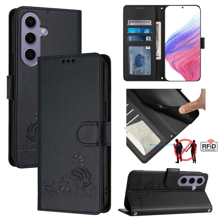 Cat Rat Embossed Pattern RFID Leather Phone Case with Lanyard, For Samsung Galaxy Xcover7, For Samsung Galaxy S24 Ultra 5G, For Samsung Galaxy S24+ 5G, For Samsung Galaxy S24 5G, For Samsung Galaxy S23 FE 5G, For Samsung Galaxy S23 Ultra 5G            ...