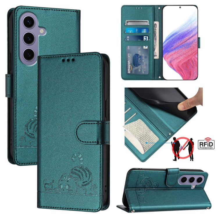 Cat Rat Embossed Pattern RFID Leather Phone Case with Lanyard, For Samsung Galaxy Xcover7, For Samsung Galaxy S24 Ultra 5G, For Samsung Galaxy S24+ 5G, For Samsung Galaxy S24 5G, For Samsung Galaxy S23 FE 5G, For Samsung Galaxy S23 Ultra 5G            ...