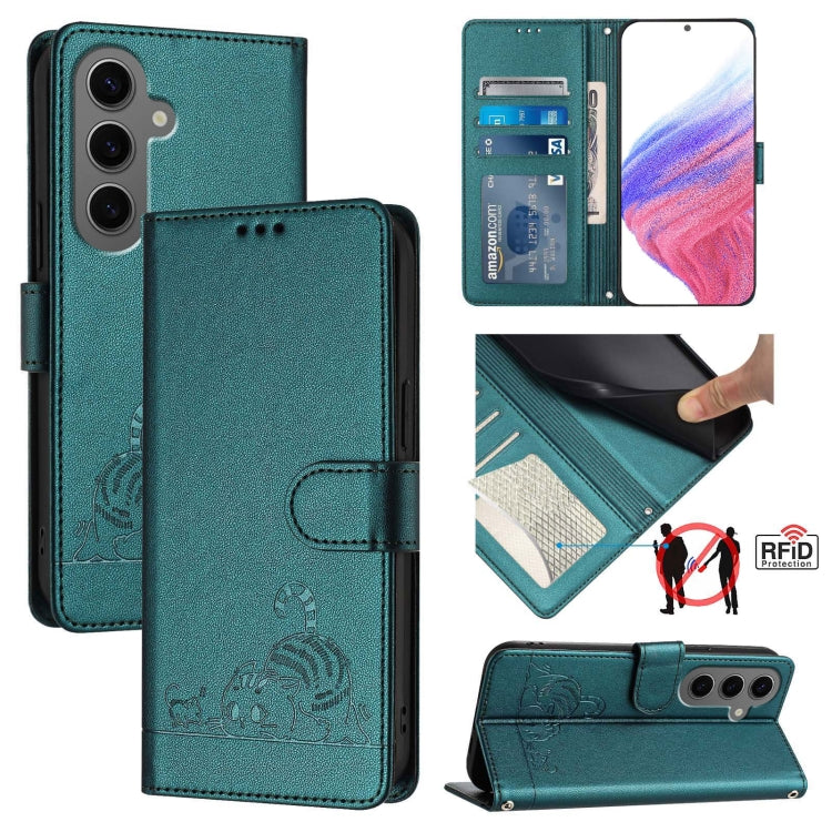 Cat Rat Embossed Pattern RFID Leather Phone Case with Lanyard, For Samsung Galaxy Xcover7, For Samsung Galaxy S24 Ultra 5G, For Samsung Galaxy S24+ 5G, For Samsung Galaxy S24 5G, For Samsung Galaxy S23 FE 5G, For Samsung Galaxy S23 Ultra 5G            ...
