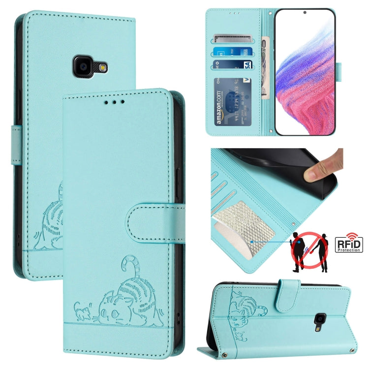 Cat Rat Embossed Pattern RFID Leather Phone Case with Lanyard, For Samsung Galaxy Note10, For Samsung Galaxy Note10+, For Samsung Galaxy Xcover 4/Xcover 4s, For Samsung Galaxy S10e, For Samsung Galaxy S10+, For Samsung Galaxy S10