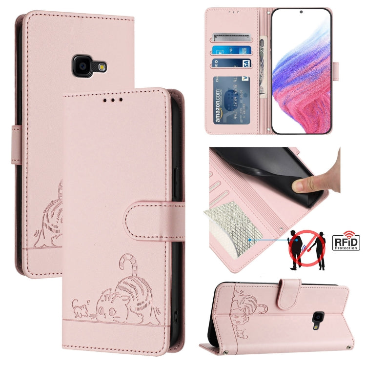 Cat Rat Embossed Pattern RFID Leather Phone Case with Lanyard, For Samsung Galaxy Note10, For Samsung Galaxy Note10+, For Samsung Galaxy Xcover 4/Xcover 4s, For Samsung Galaxy S10e, For Samsung Galaxy S10+, For Samsung Galaxy S10