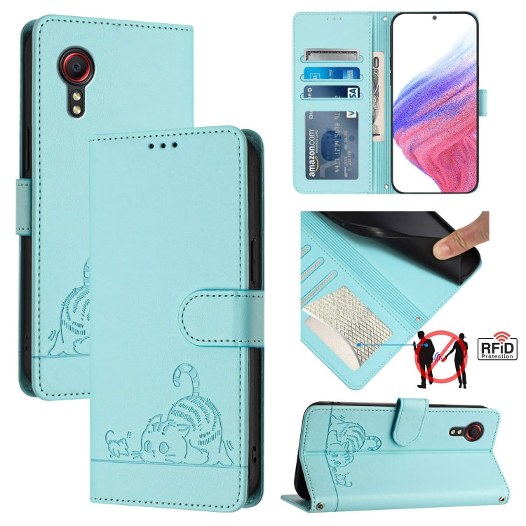 Cat Rat Embossed Pattern RFID Leather Phone Case with Lanyard, For Samsung Galaxy S20 FE 2022, For Samsung Galaxy S20 FE 4G/5G, For Samsung Galaxy Xcover6 Pro, For Samsung Galaxy S22 Ultra 5G, For Samsung Galaxy S22+ 5G, For Samsung Galaxy S22 5G      ...