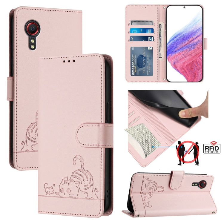 Cat Rat Embossed Pattern RFID Leather Phone Case with Lanyard, For Samsung Galaxy S20 FE 2022, For Samsung Galaxy S20 FE 4G/5G, For Samsung Galaxy Xcover6 Pro, For Samsung Galaxy S22 Ultra 5G, For Samsung Galaxy S22+ 5G, For Samsung Galaxy S22 5G      ...