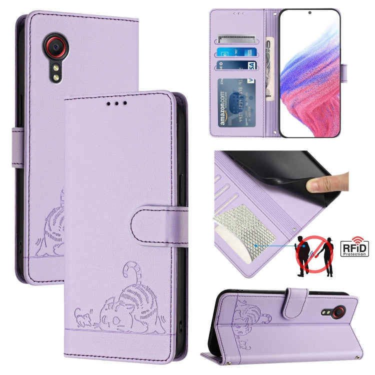 Cat Rat Embossed Pattern RFID Leather Phone Case with Lanyard, For Samsung Galaxy S20 FE 2022, For Samsung Galaxy S20 FE 4G/5G, For Samsung Galaxy Xcover6 Pro, For Samsung Galaxy S22 Ultra 5G, For Samsung Galaxy S22+ 5G, For Samsung Galaxy S22 5G      ...