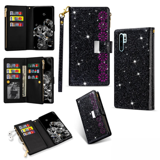 Multi-card Slots Starry Sky Laser Carving Glitter Zipper Horizontal Flip Leather Case with Holder & Wallet & Lanyard, For Huawei P30 Pro, For Huawei P40 lite, For Huawei P40, For Huawei P smart 2019, For Huawei Y7 (2019)