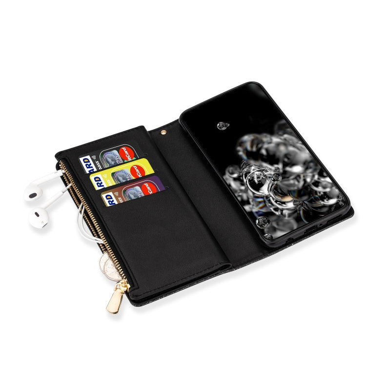 Multi-card Slots Starry Sky Laser Carving Glitter Zipper Horizontal Flip Leather Case with Holder & Wallet & Lanyard, For Huawei P30 Pro, For Huawei P40 lite, For Huawei P40, For Huawei P smart 2019, For Huawei Y7 (2019)