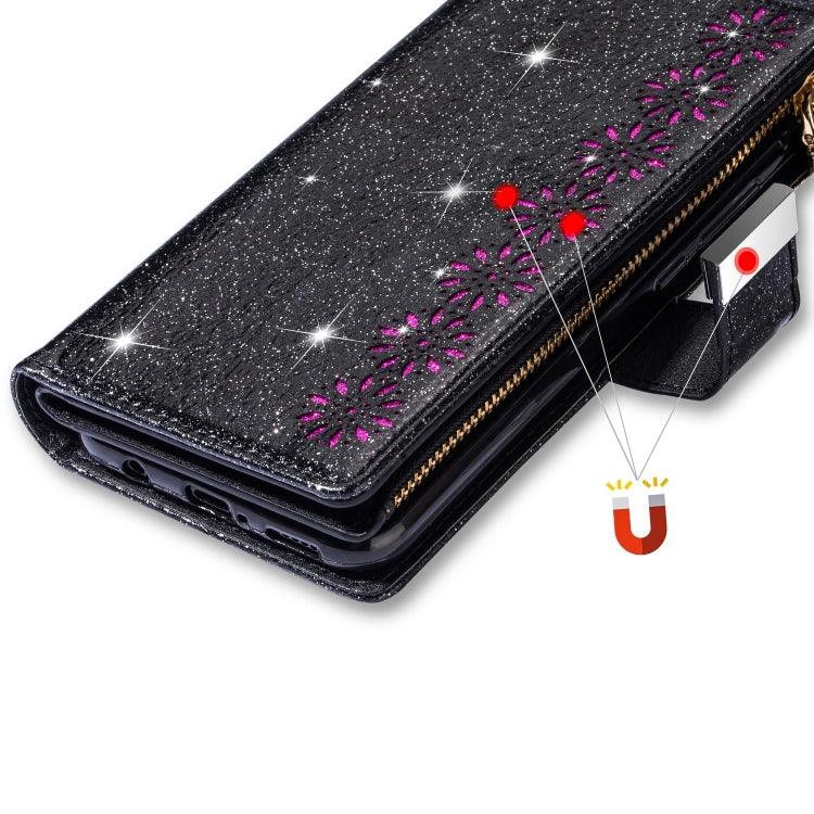 Multi-card Slots Starry Sky Laser Carving Glitter Zipper Horizontal Flip Leather Case with Holder & Wallet & Lanyard, For Huawei P30 Pro, For Huawei P40 lite, For Huawei P40, For Huawei P smart 2019, For Huawei Y7 (2019)