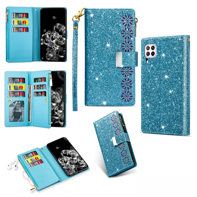 Multi-card Slots Starry Sky Laser Carving Glitter Zipper Horizontal Flip Leather Case with Holder & Wallet & Lanyard, For Huawei P30 Pro, For Huawei P40 lite, For Huawei P40, For Huawei P smart 2019, For Huawei Y7 (2019)