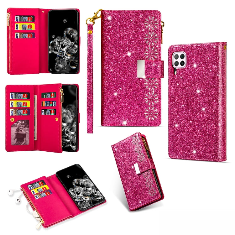 Multi-card Slots Starry Sky Laser Carving Glitter Zipper Horizontal Flip Leather Case with Holder & Wallet & Lanyard, For Huawei P30 Pro, For Huawei P40 lite, For Huawei P40, For Huawei P smart 2019, For Huawei Y7 (2019)