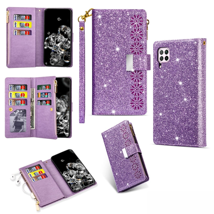 Multi-card Slots Starry Sky Laser Carving Glitter Zipper Horizontal Flip Leather Case with Holder & Wallet & Lanyard, For Huawei P30 Pro, For Huawei P40 lite, For Huawei P40, For Huawei P smart 2019, For Huawei Y7 (2019)