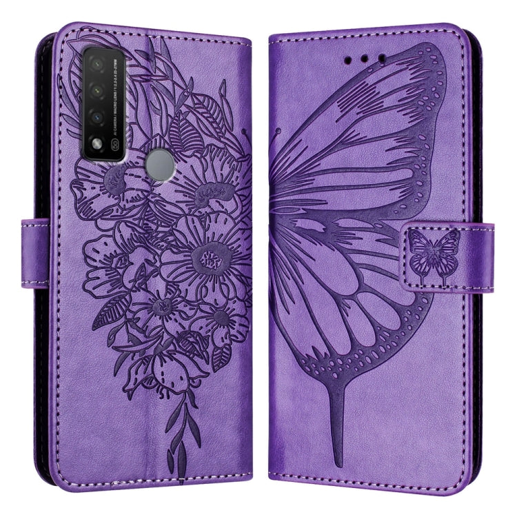 Embossed Butterfly Leather Phone Case, For TCL 20 R 5G