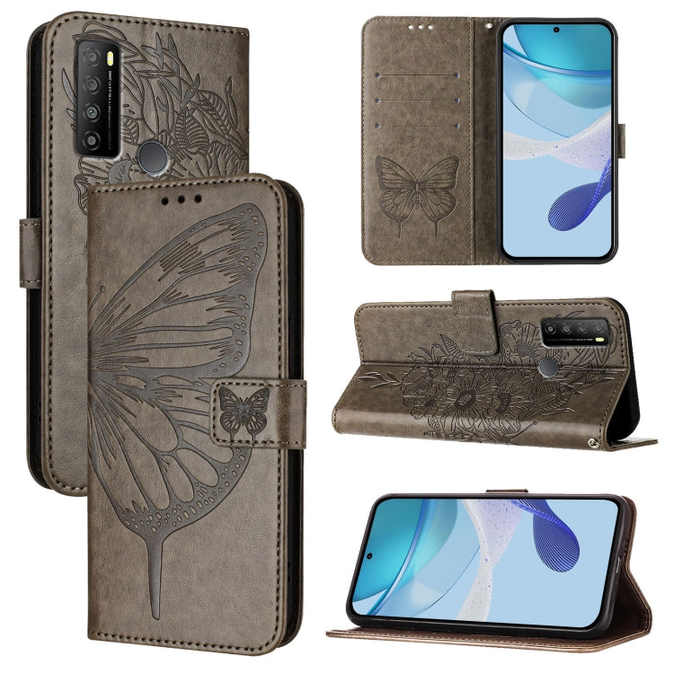 Embossed Butterfly Leather Phone Case, For TCL 30 XL T701DL, For TCL 306, For TCL 305 / 306 / 30 SE AL02, For TCL 30T T603DL, For TCL 30Z T602DL, For TCL 30 SE