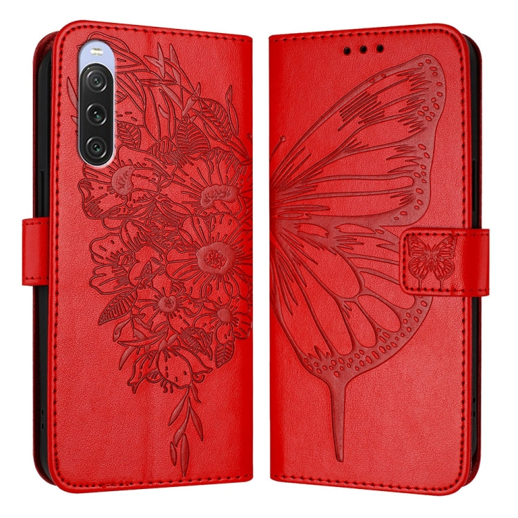 Embossed Butterfly Leather Phone Case, For Sony Xperia 10 V, For Sony Xperia 10 IV, For Sony Xperia 10 III / 10 III Lite