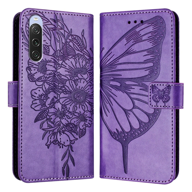 Embossed Butterfly Leather Phone Case, For Sony Xperia 10 V, For Sony Xperia 10 IV, For Sony Xperia 10 III / 10 III Lite