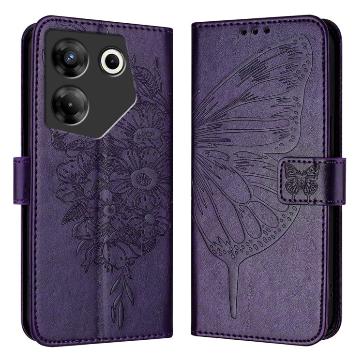 Embossed Butterfly Leather Phone Case, For Tecno Camon 20 Premier 5G, For Tecno Camon 20 Pro 5G, For Tecno Camon 20 / 20 Pro 4G, For Tecno Spark Go 2023/Pop 7/Pop 7 Pro, For Tecno Spark 9, For Tecno Pop 5c / Itel A23 Pro/A17