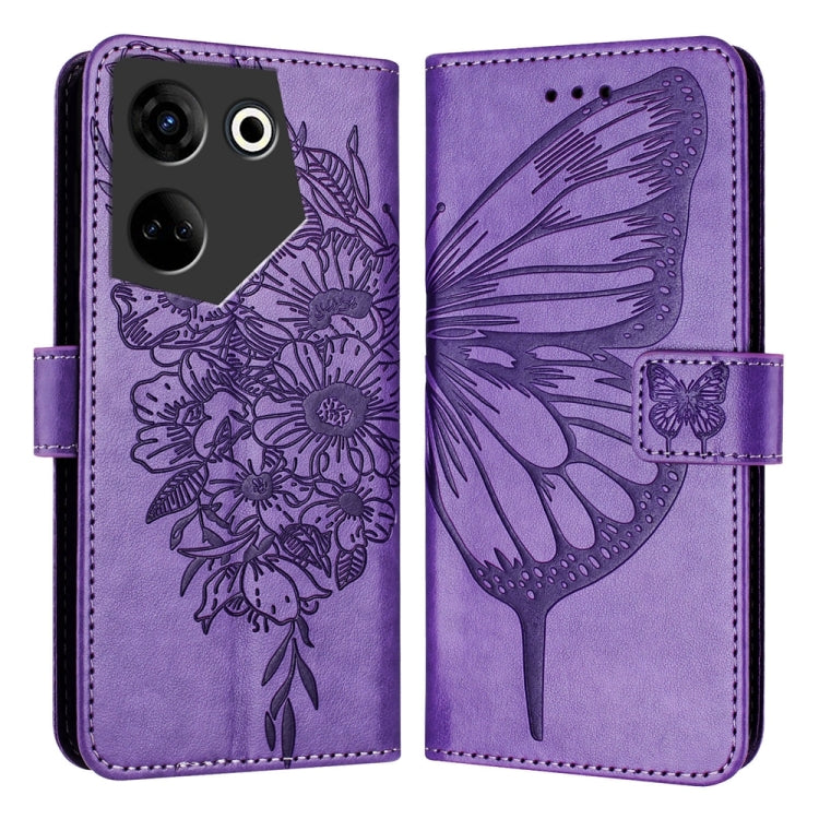 Embossed Butterfly Leather Phone Case, For Tecno Camon 20 Premier 5G, For Tecno Camon 20 Pro 5G, For Tecno Camon 20 / 20 Pro 4G, For Tecno Spark Go 2023/Pop 7/Pop 7 Pro, For Tecno Spark 9, For Tecno Pop 5c / Itel A23 Pro/A17