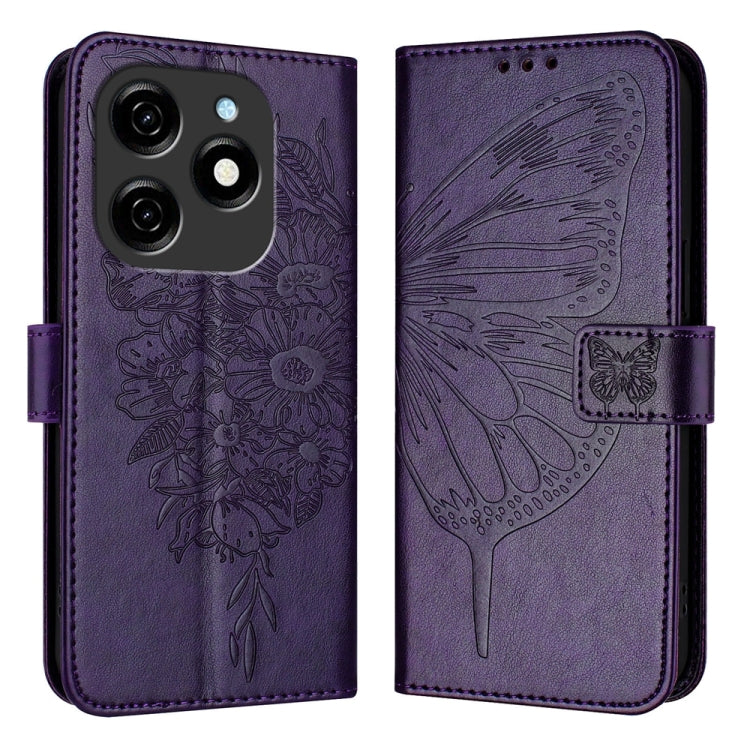 Embossed Butterfly Leather Phone Case, For Tecno Spark 20 Pro, For Tecno Spark Go 2024 / Spark 20C, For Tecno Spark 20, For Tecno Pova 5 Pro 5G, For Tecno Pova Neo 3, For Tecno Pova 5 4G