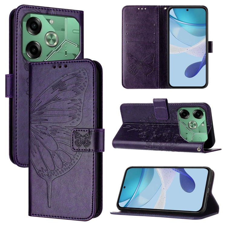 Embossed Butterfly Leather Phone Case, For Tecno Pova 6 5G, For Tecno Pova 6, For Tecno Camon 30 Pro, For Tecno Camon 30 4G / 5G, For Tecno Pova 6 Pro, For Tecno Spark 20 Pro+