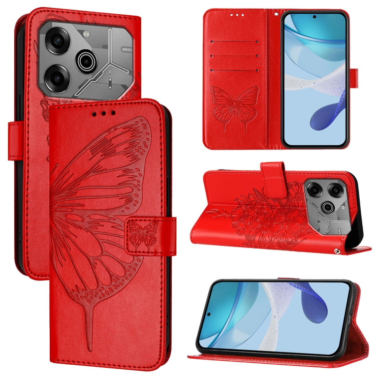 Embossed Butterfly Leather Phone Case, For Tecno Spark 30 5G / 6 Neo 5G, For Tecno Spark Go 2025 / Infinix Hot 60i 5G, For Tecno Pop 6C / Itel A18, For Tecno Spark 10 Pro Magic Magenta, For Tecno Camon 30 Premier 5G, For Tecno Pova 6 Neo