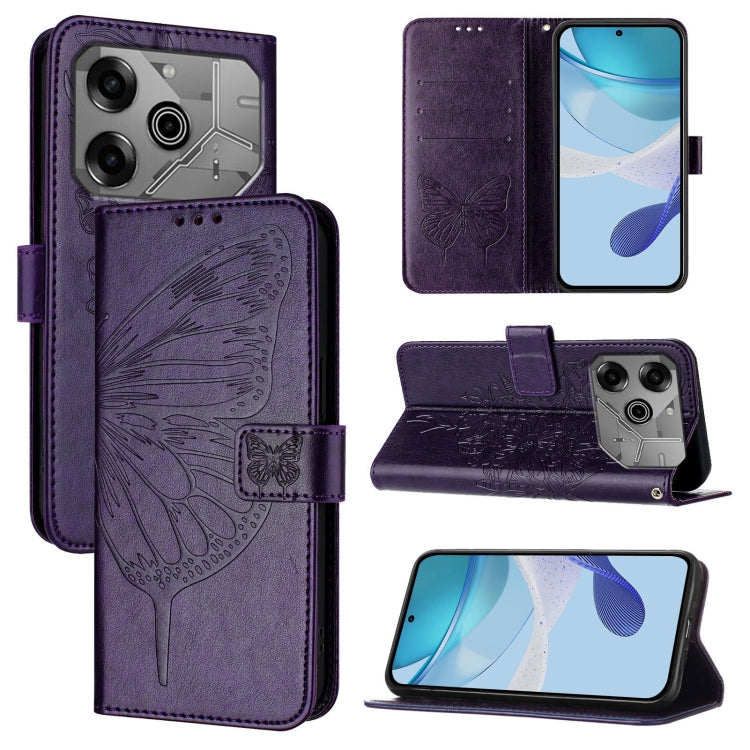 Embossed Butterfly Leather Phone Case, For Tecno Spark 30 5G / 6 Neo 5G, For Tecno Spark Go 2025 / Infinix Hot 60i 5G, For Tecno Pop 6C / Itel A18, For Tecno Spark 10 Pro Magic Magenta, For Tecno Camon 30 Premier 5G, For Tecno Pova 6 Neo