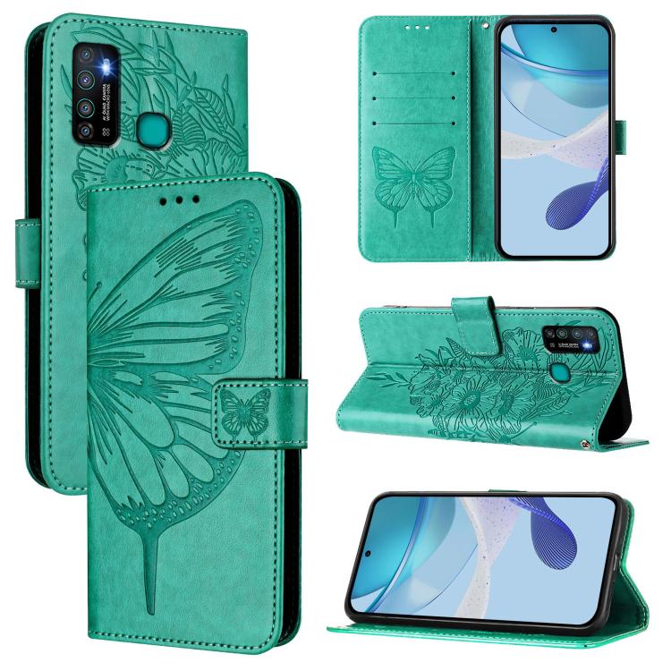 Embossed Butterfly Leather Phone Case, For Tecno Spark 6 Go / Go 2020, For Tecno Camon 15