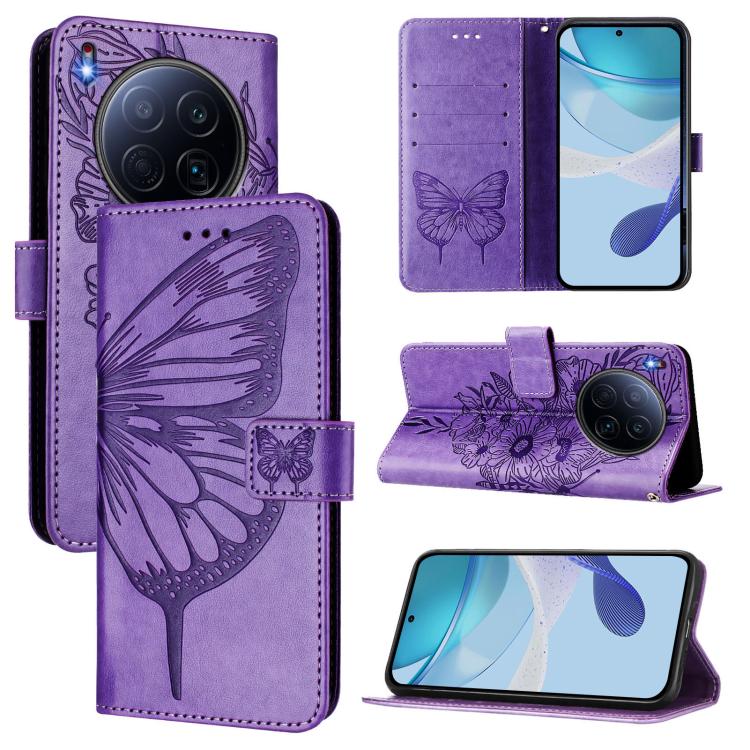 Embossed Butterfly Leather Phone Case, For Tecno Camon 50 4G, For Tenco Pova Slirm / Spark Slirm, For Tecno Camon 40 Pro 4G, For Tecno Camon 40 Premier, For Tecno Camon 40 4G, For Tecno Spark 30 5G / Pova 6 Neo 5G