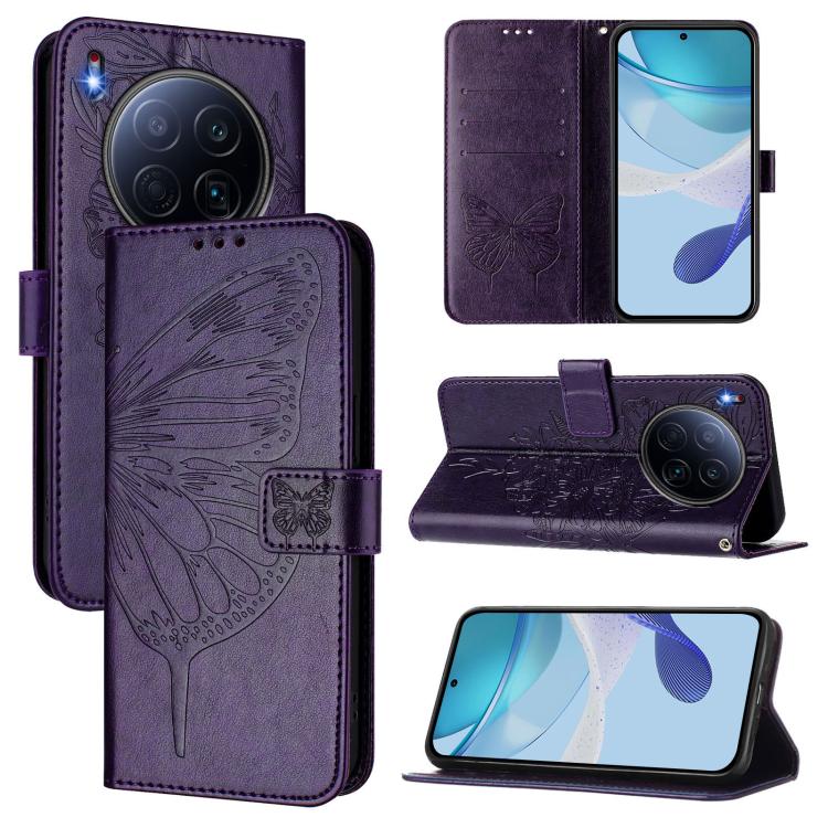 Embossed Butterfly Leather Phone Case, For Tecno Camon 50 4G, For Tenco Pova Slirm / Spark Slirm, For Tecno Camon 40 Pro 4G, For Tecno Camon 40 Premier, For Tecno Camon 40 4G, For Tecno Spark 30 5G / Pova 6 Neo 5G