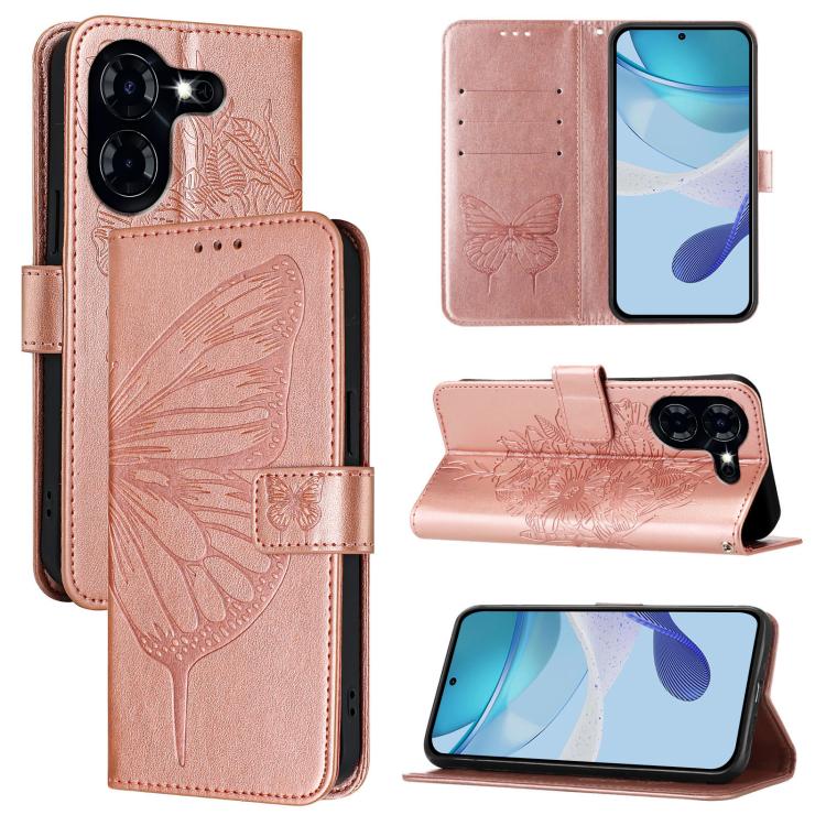 Embossed Butterfly Leather Phone Case, For Tecno Spark 20 Pro, For Tecno Spark Go 2024 / Spark 20C, For Tecno Spark 20, For Tecno Pova 5 Pro 5G, For Tecno Pova Neo 3, For Tecno Pova 5 4G