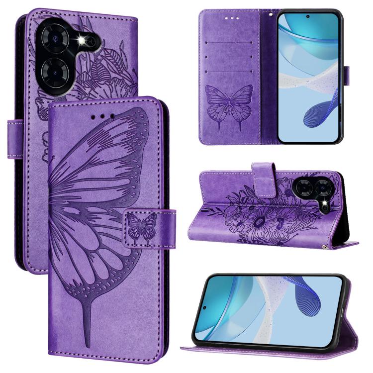 Embossed Butterfly Leather Phone Case, For Tecno Spark 20 Pro, For Tecno Spark Go 2024 / Spark 20C, For Tecno Spark 20, For Tecno Pova 5 Pro 5G, For Tecno Pova Neo 3, For Tecno Pova 5 4G