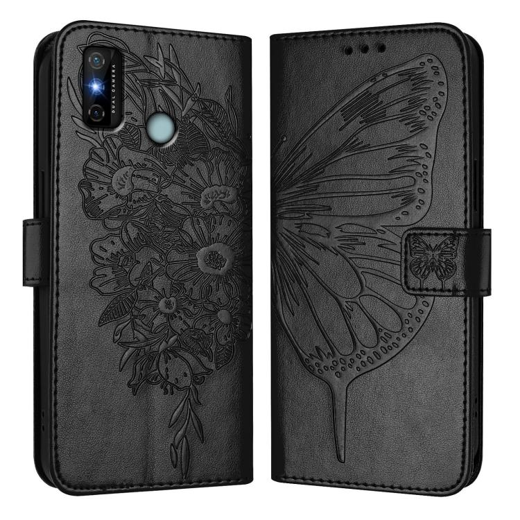 Embossed Butterfly Leather Phone Case, For Tecno Spark 6 Go / Go 2020, For Tecno Camon 15