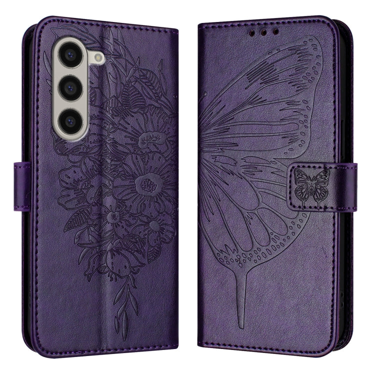 Embossed Butterfly Leather Phone Case, For Samsung Galaxy Z Fold6, For Samsung Galaxy Z Fold5