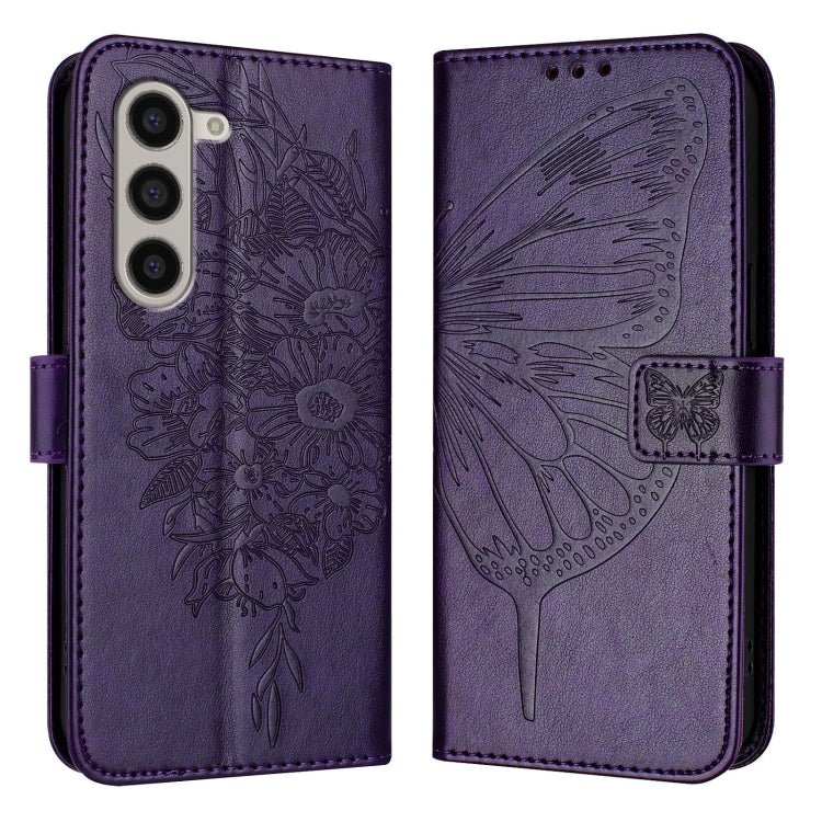 Embossed Butterfly Leather Phone Case, For Samsung Galaxy Z Fold6, For Samsung Galaxy Z Fold5