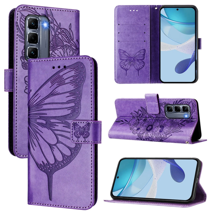 Embossed Butterfly Leather Phone Case, For Infinix GT 30 Pro, For Infinix Note 50s, For Infinix Hot 50 Pro+ 4G, For Infinix Smart 8 Plus / Smart 8 Pro, For Infinix GT 20 Pro, For Infinix Note 40 Pro 4G