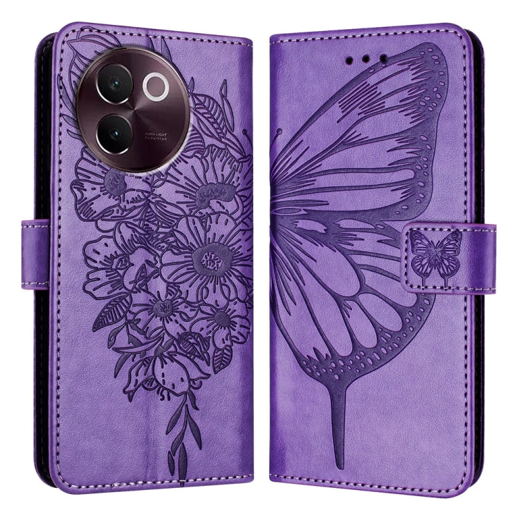 Embossed Butterfly Leather Phone Case, For vivo V30e 5G Global, For vivo iQOO Z9x, For vivo Y20/Y20a/Y20i/Y20s/Y20g/Y11s, For vivo iQOO Z9 / iQOO Z9 Turbo 5G, For vivo Y17s 4G Global / Y28 5G India, For vivo Y03 4G Global
