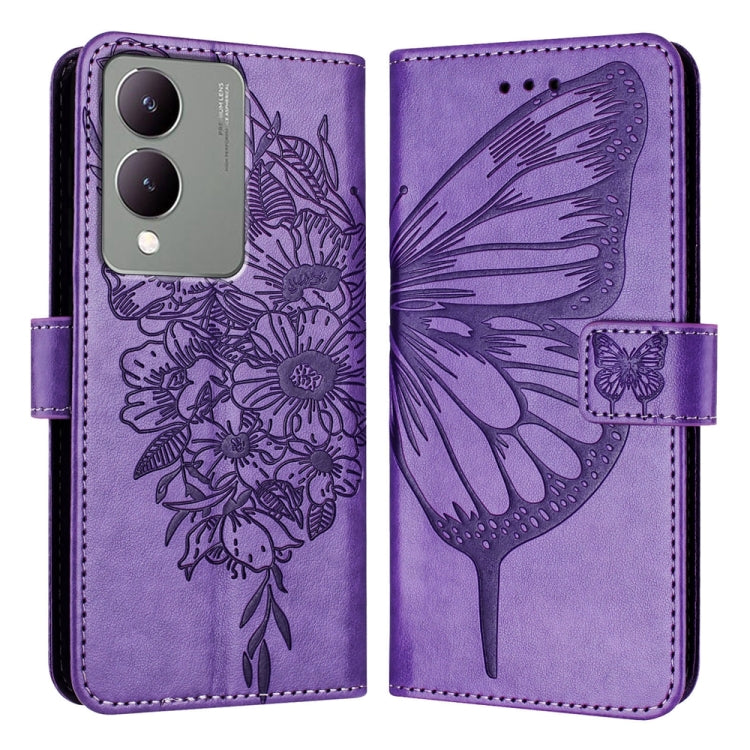 Embossed Butterfly Leather Phone Case, For vivo V30e 5G Global, For vivo iQOO Z9x, For vivo Y20/Y20a/Y20i/Y20s/Y20g/Y11s, For vivo iQOO Z9 / iQOO Z9 Turbo 5G, For vivo Y17s 4G Global / Y28 5G India, For vivo Y03 4G Global