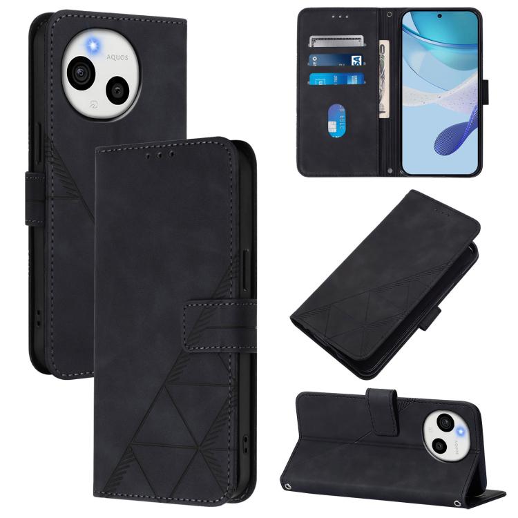 Crossbody 3D Embossed Flip Leather Phone Case, For Sharp Aquos wish6, For Sharp Aquos R11, For Sharp Aquos Sense10, For Sharp Basio Active3, For Sharp Aquos Sense9 Plus, For Sharp Aquos Sense9, For Sharp Aquos R9 Pro / SH-54E, For Sharp Aquos Wish4