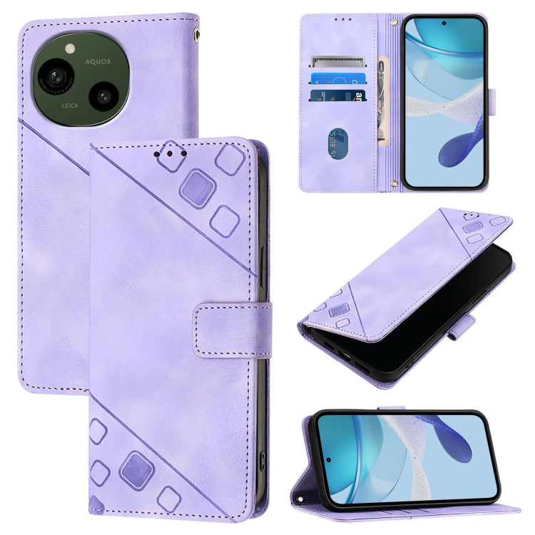 Skin Feel Embossed Leather Phone Case, For Sharp Aquos R9, For Sharp Aquos sense8 SHG11 / SH-54D, For Sharp Aquos Wish3