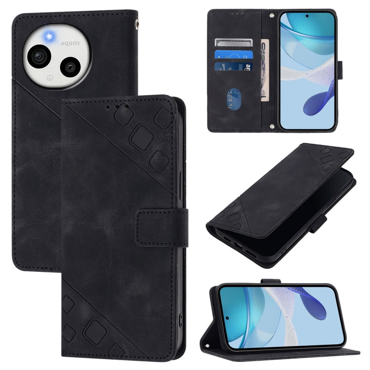 Skin Feel Embossed Leather Phone Case, For Sharp Aquos wish6, For Sharp Aquos R11, For Sharp Aquos Sense10, For Sharp Basio Active3, For Sharp Aquos Sense9 Plus, For Sharp Aquos Sense9, For Sharp Aquos R9 Pro, For Sharp Aquos Wish4